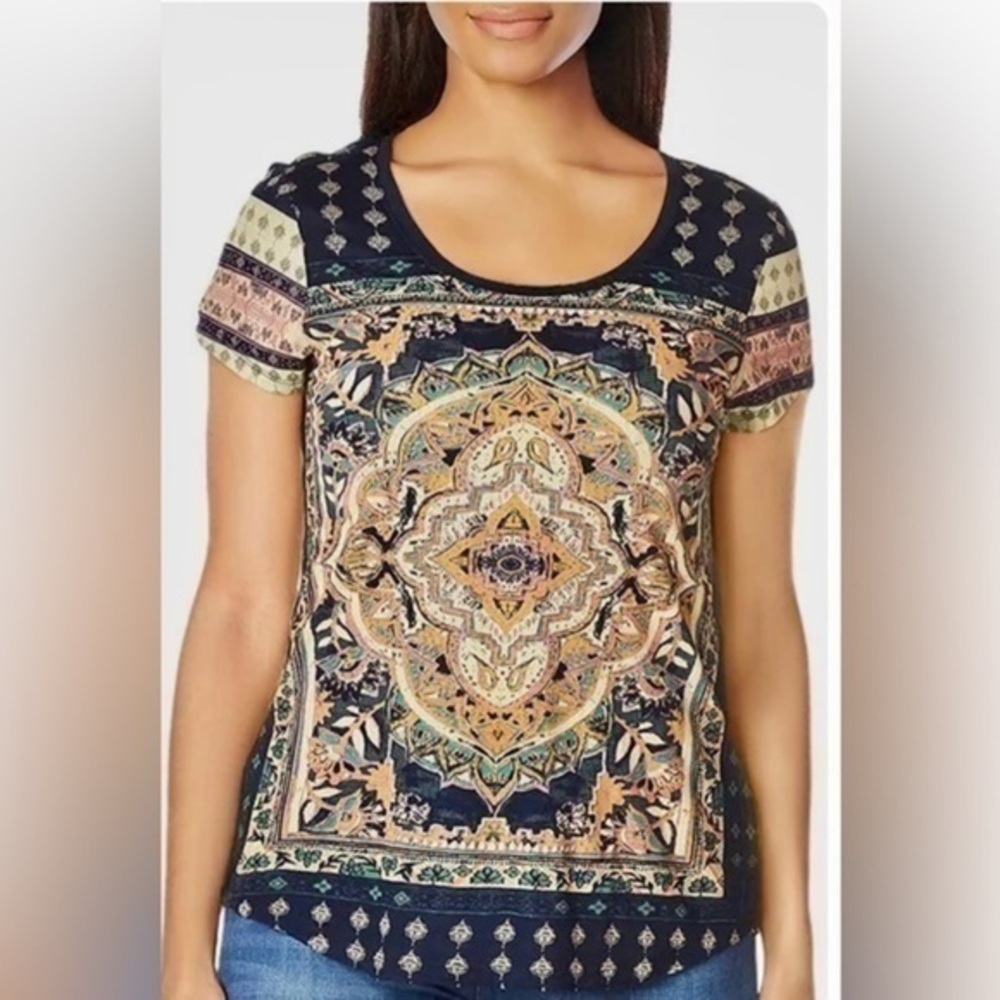 LUCKY BRAND CARPET TEE SIZE S MULTICOLOR